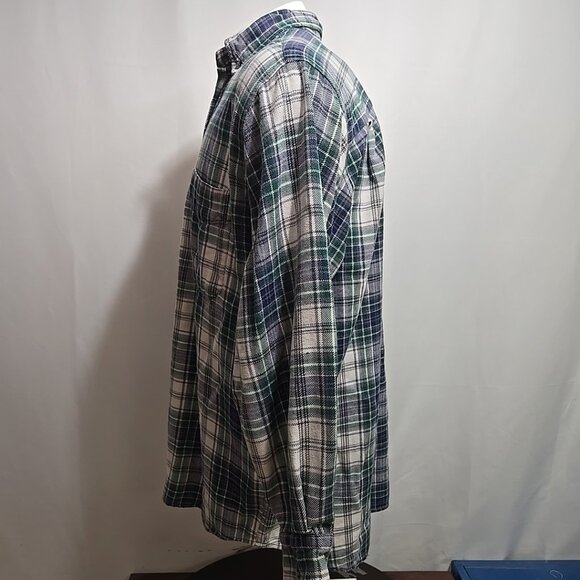 VTG Abercrombie Fitch The Big Shirt Mens Size Medium Plaid Flannel Purple Green - Picture 3 of 9